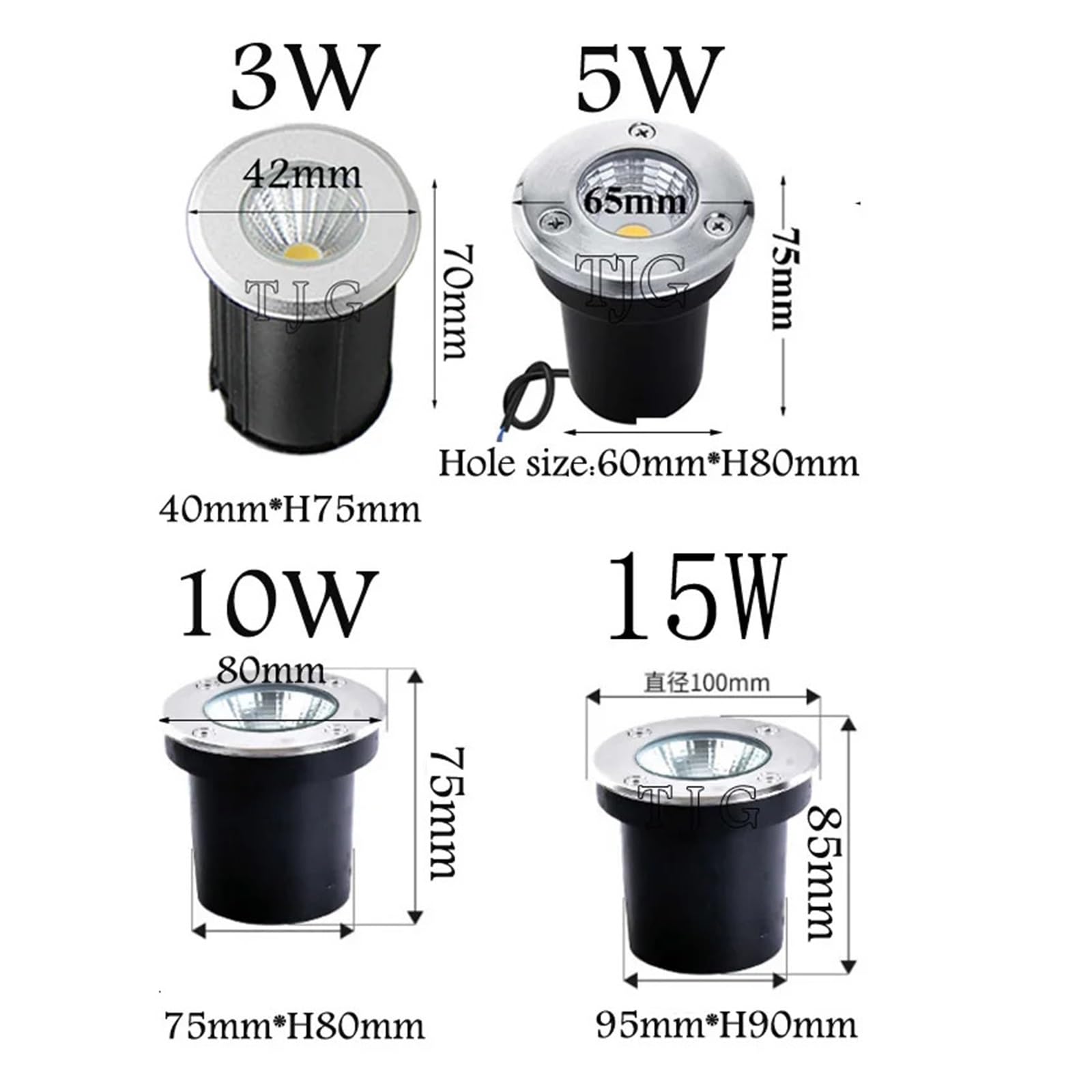 eufeifeiegds IP67 wasserdichte LED-Untergrundleuchte 3W 5W 10W 15W 18W for den Außenbereich, Garten, Wege, Fußböden, vergraben, Hof, Landschaftsbeleuchtung, AC110V220V(AC85-265V 10W 80MM,Blu)