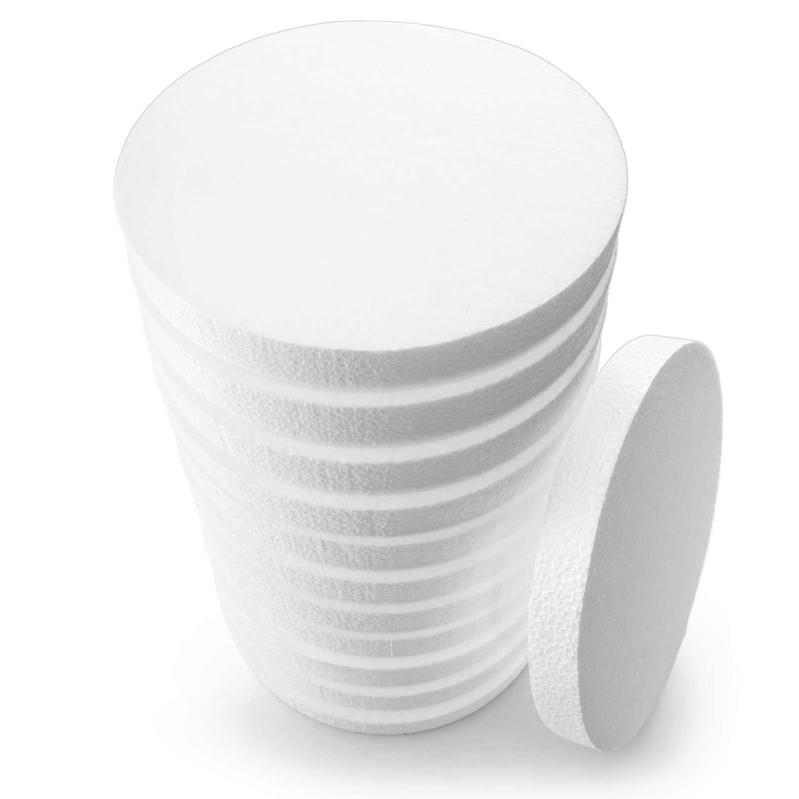 ZOOFOX 12 Pack 8 Inch Foam Circles for Crafts, Round Polystyrene Disc for Arts and Crafts Supplies, Modeling, Sculpture, DIY Projects