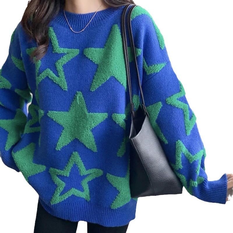 Vintage Star Pullover Sweaters for Women Japanese Harajuku Y2k Sweater Fall Chunky Cute Sweaters