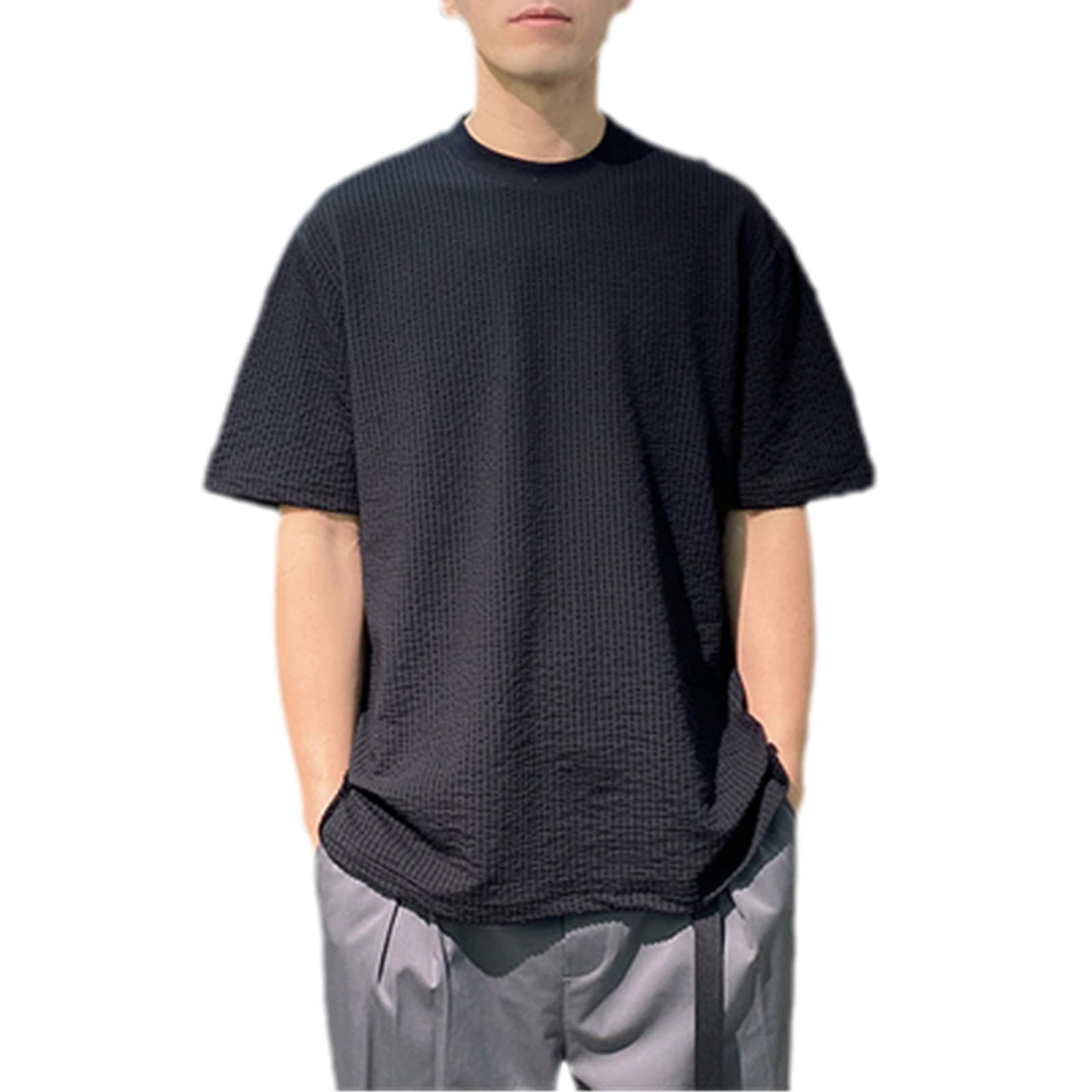 Camiseta de algodón para hombre, camiseta básica de verano de color sólido, manga corta, estilo casual