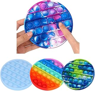 Pop Fidget Toys for Anxiety, Push Pop Pop Bubble Sensory Fidget Toy, Stress Reliever Toy (Round Tie Dye - Blue Purple, 4.6x4.6x0.6in)