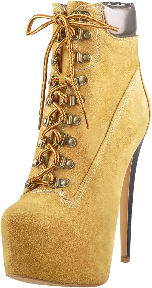Richealnana Women's Platform Lace Up Stiletto Heel Ankle Boots - Image 2