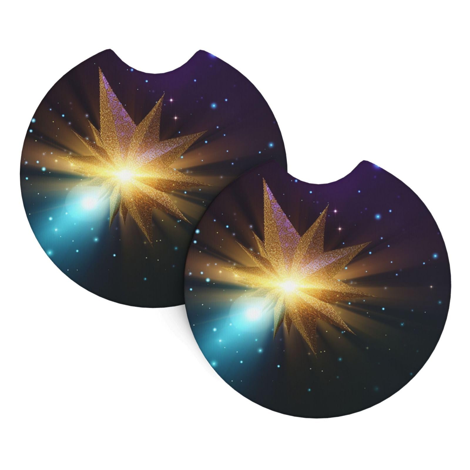 2 Pack Car Coaster for Cup Holders Shining Star Car Cup Coaster 2.7" Neoprene Non-Slip Automotive Cup Mat Universal Auto Car Interior Accessories for Women Men Cup Pad