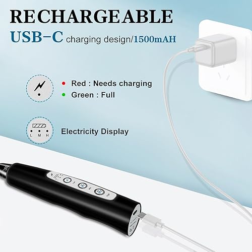 Miniatura 2 de Espumador de leche de mano para café, batidor eléctrico de 3 velocidades ajustables, mezclador de bebidas con 3 batidores de acero inoxidable,