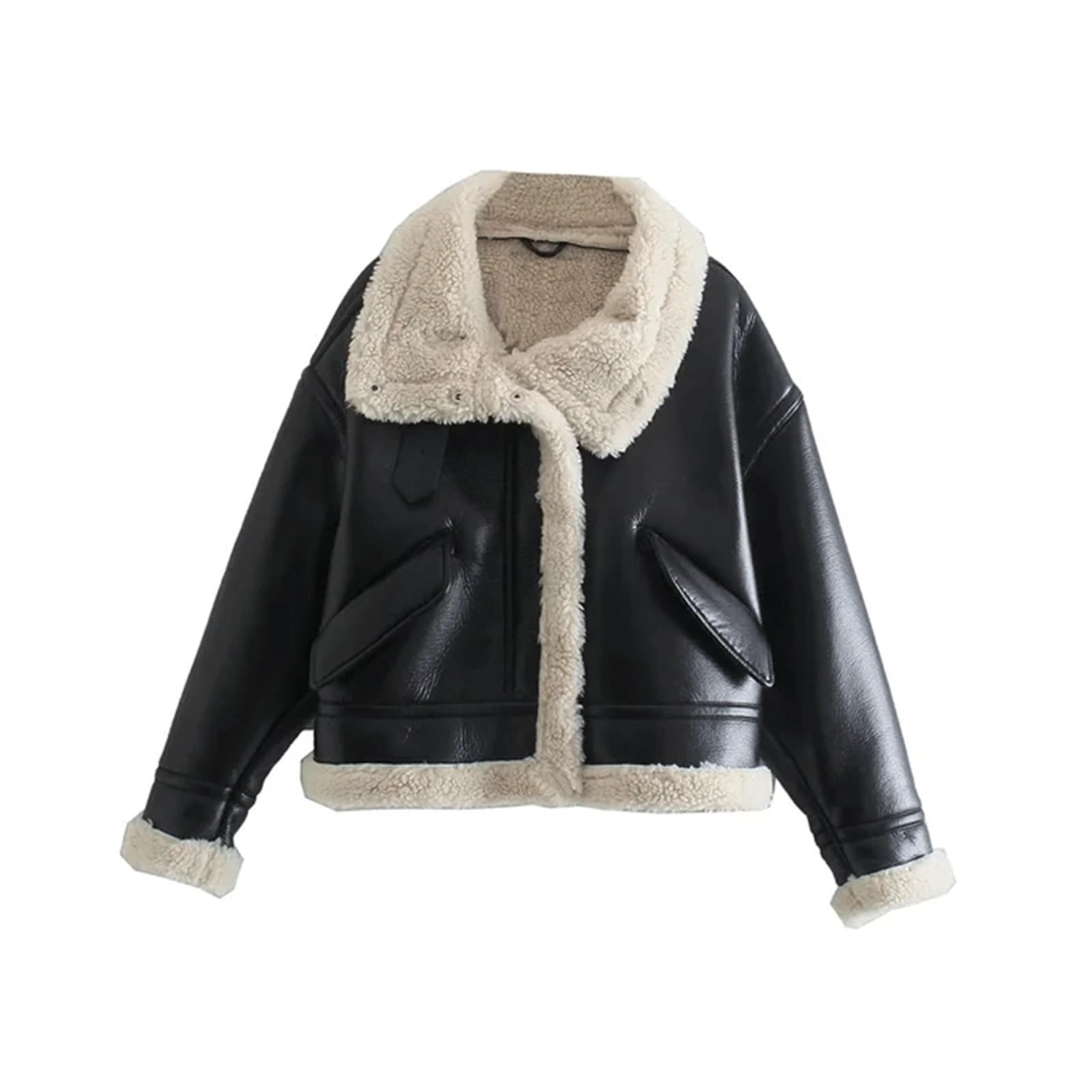 Manteau décontracté femme en simili cuir pour l'hiver