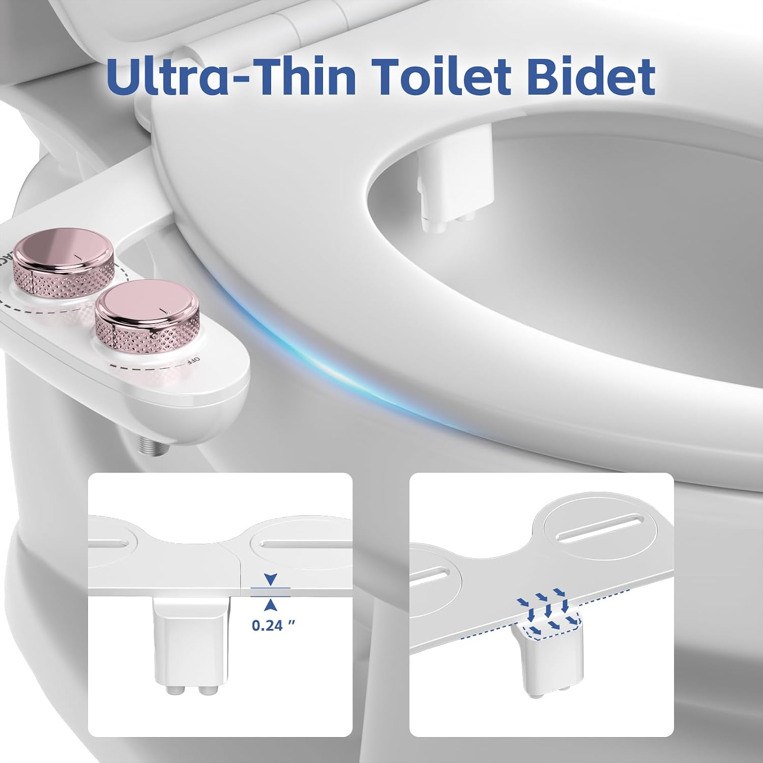 Bidet Attachment for Toilet Seat Water Pressure - Non Electric Bidets Self Cleaning Sprayer - Dual Nozzle Bidet Attachments Toilets Spray - Adjustable Bidets Wash Butt Cleaner for Bathroom Gifts thumbnail
