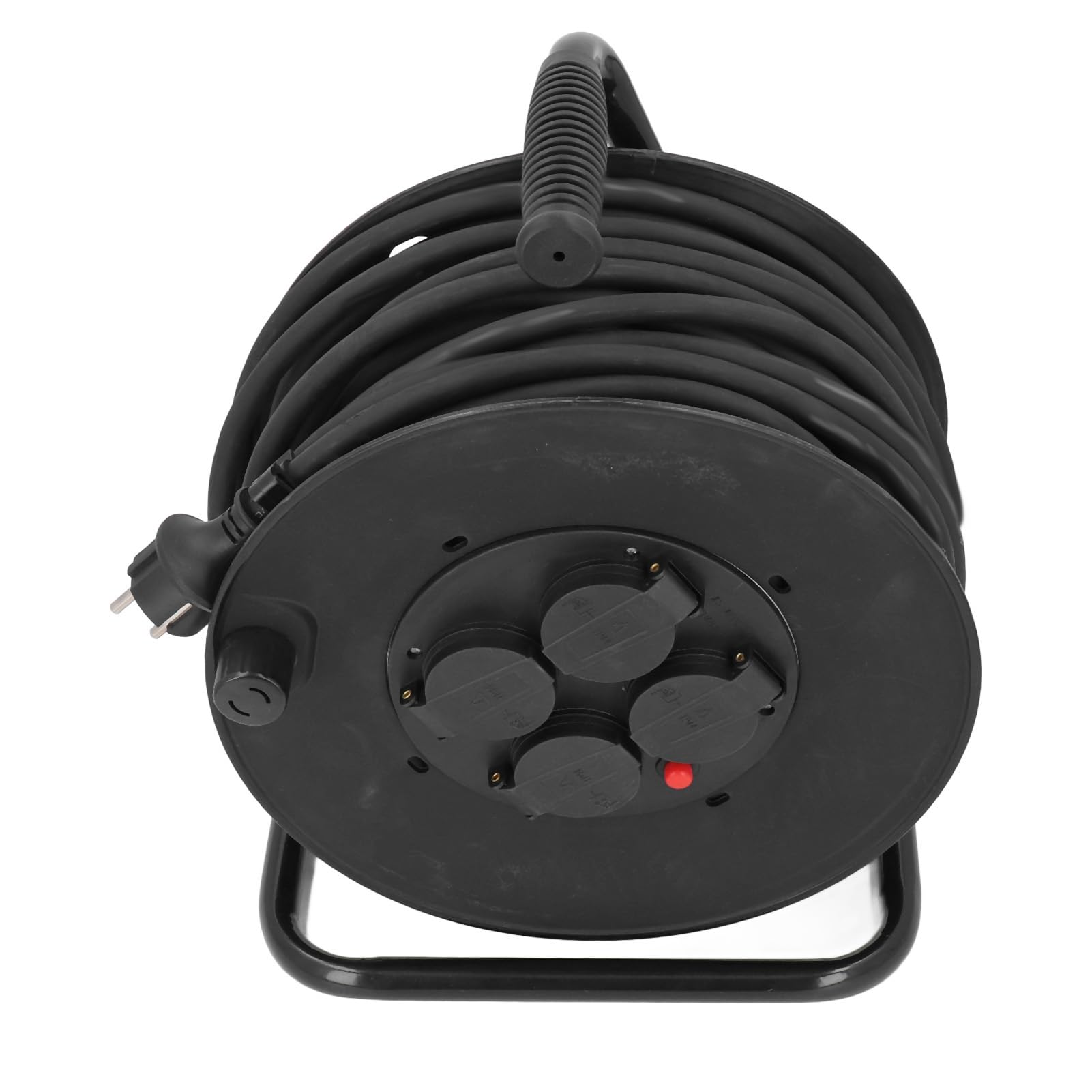 Hyuduo Avvolgicavo Prolunga per Esterni Bobina 35m H05RR F 3G2.5mm² 4 Prese IP44 Acciaio Inossidabile PP Neoprene Rame per Officina da Giardino Uso in Cantiere