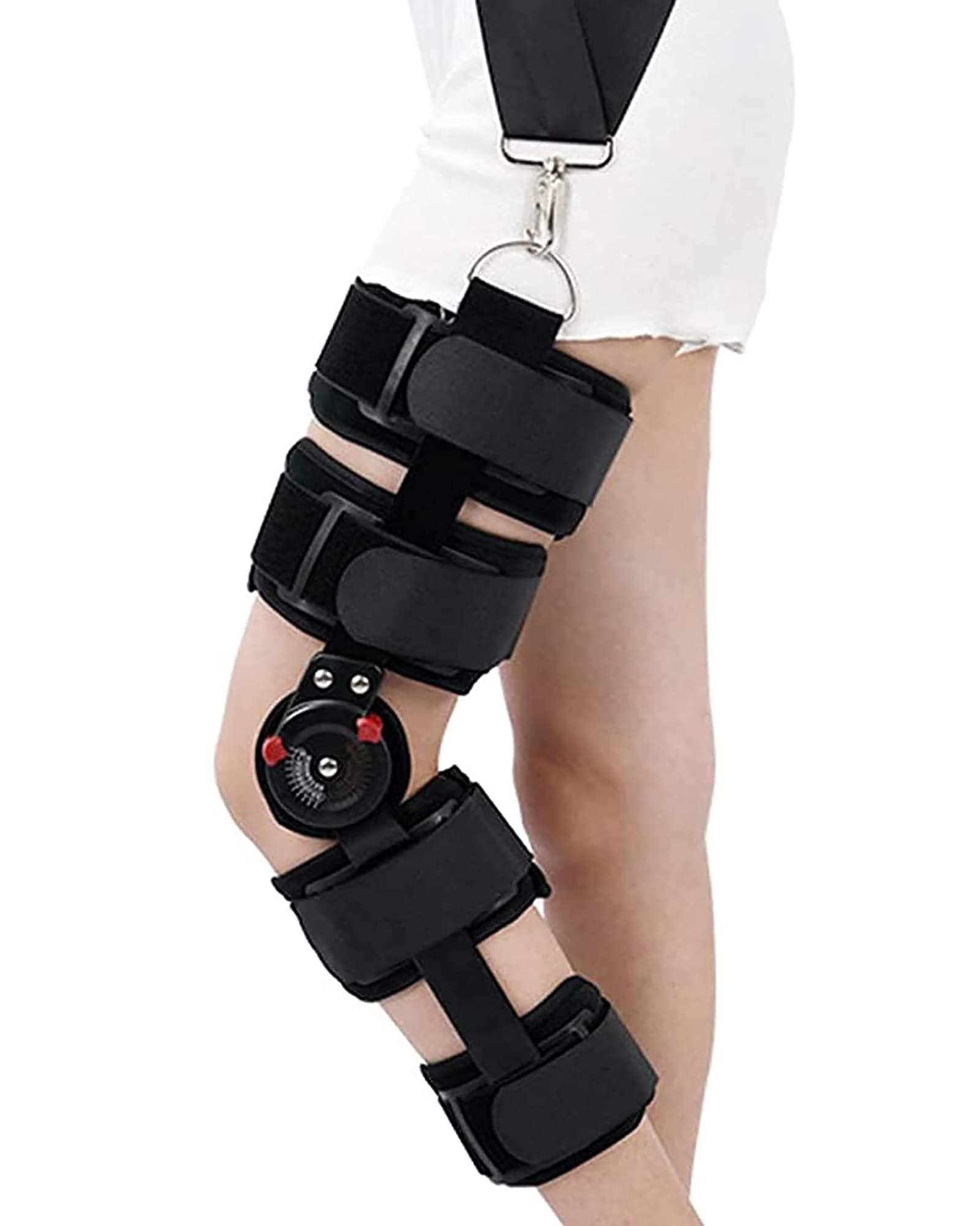 Rodillera ortopédica con bisagras, ortesis de Rodilla Ajustable, Protector de Lesiones postoperatorias para Artritis, Soporte de fijación de Rodilla, estabilizador de Pierna