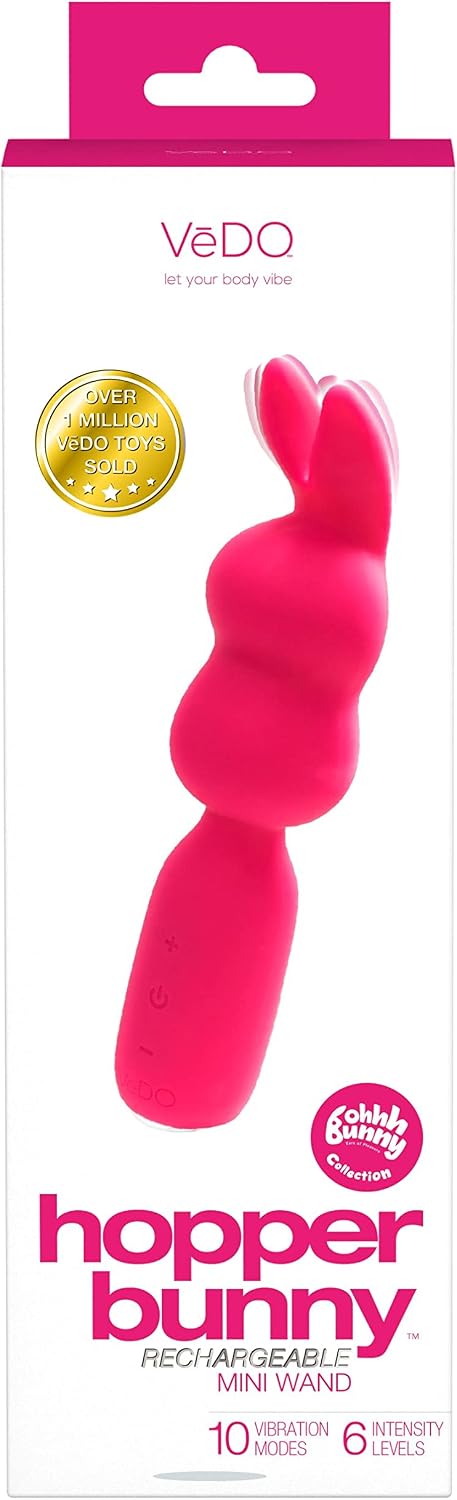 VeDO Hopper Bunny Vibrator, Clitoral Vibrating Massage Wand, Rechargeable 10 Function Bullet, Ultra Powerful Waterproof Adult Sex Toy Vibe (Pink)