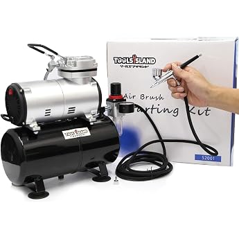 Toolsisland Airbrush Compressor, Oil-Free Air Compressor, Quiet, Simple Japanese Instruction Manual Included [Starting Kit/3L