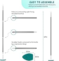 Vista 7 de Limpiador de ducha con mango largo, cepillo de limpieza de bañera de 47 pulgadas, herramienta de limpieza de azulejos y bañera con 6 almohadillas