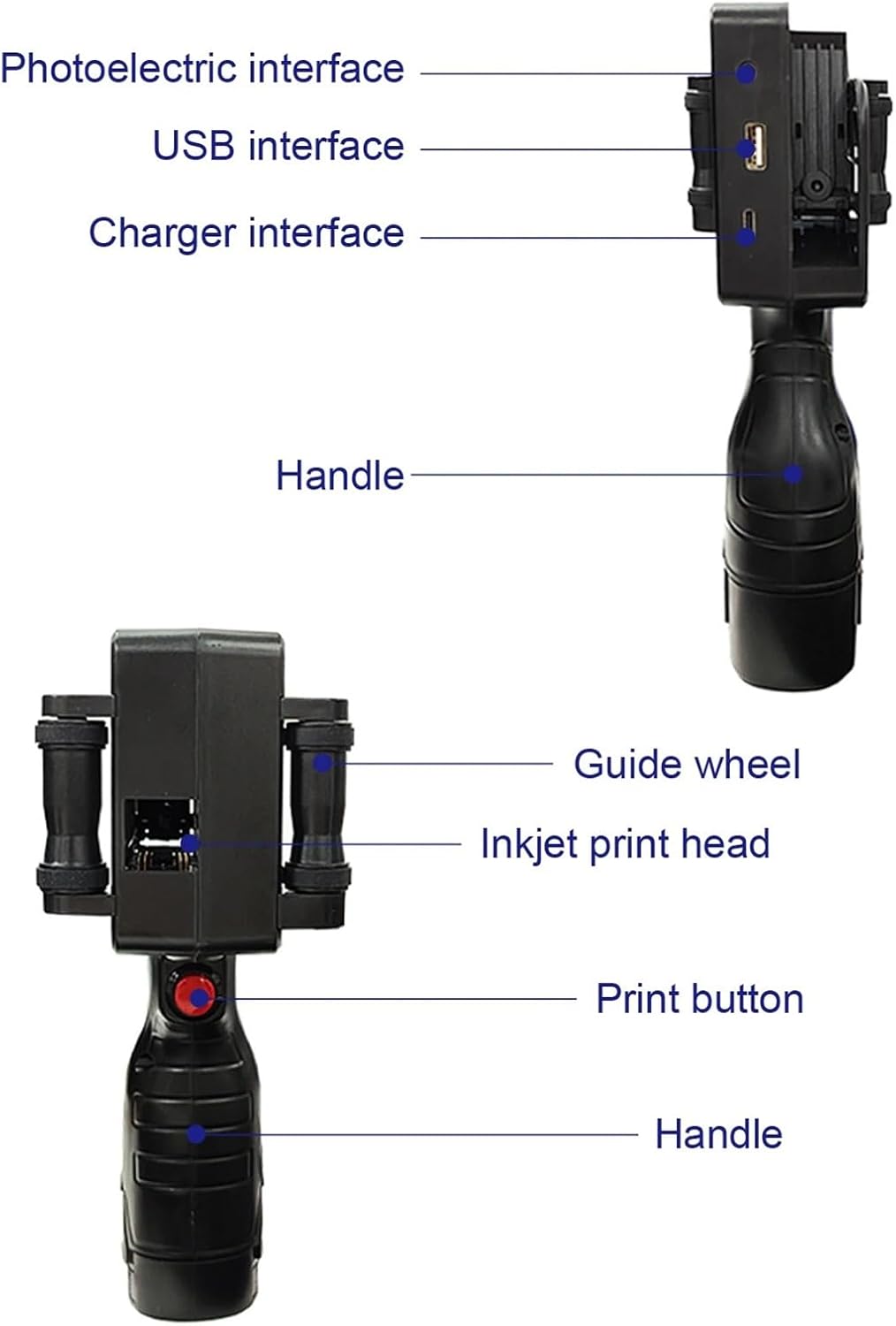 12.7mm Portable Handheld Inkjet Printer &White Ink Cartridge for Text QR Barcode Logo(with 1 White Ink(US))