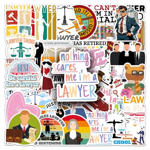 LYLSDSB - Lawyer Profession Stickers 50 Pcs Vinyl Funny Cartoon Law Stickers for Laptop Scrapbook Water Bottle Luggage Skateboard Computer Car Bike,Waterproof Aesthetic Cute Lawyer Sticker for Girls Adults