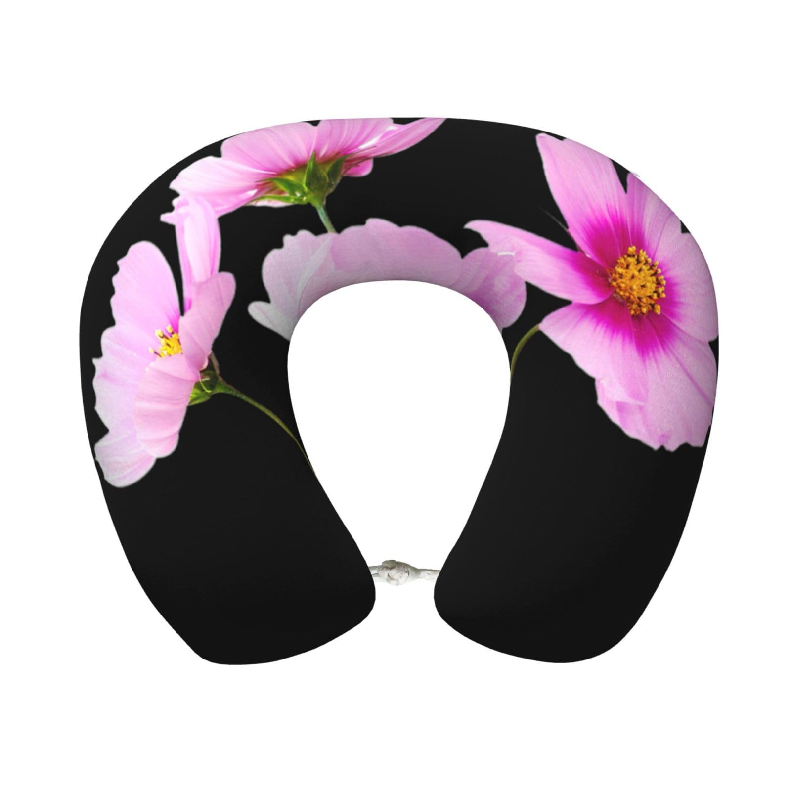ASFgda U-Shape Memory Foam Pink Leaf Flowers Print Travel Pillow,Neck Support,Washable Cover For Airplane Car Home Office
