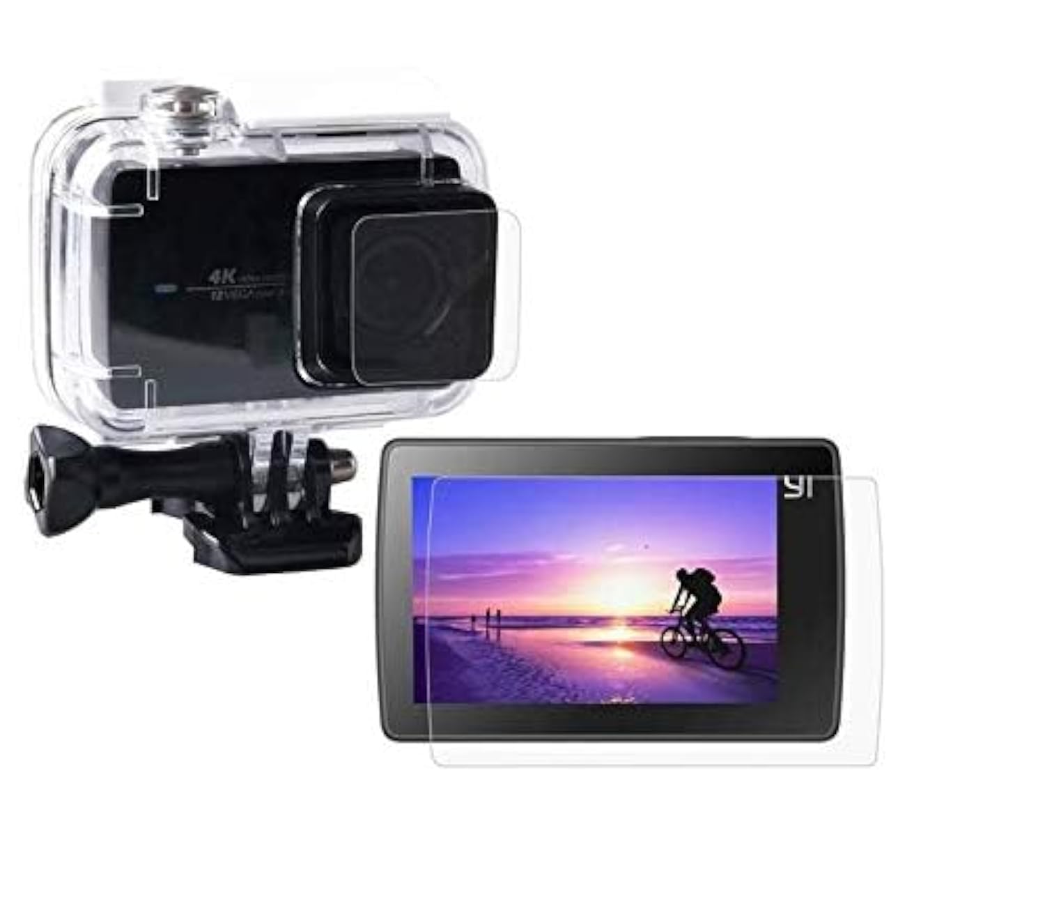 eWINNER 4PCS Ultra Clear Lens LCD Tempered Glass Screen Protector Dustproof Protective Film Compatible with Xiaoyi II 4K HD Sport Action Camera Accessories (for Xiaoyi II 4K)
