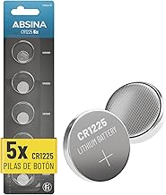 ABSINA 5 x CR1225 3V Lithium Button Cell Battery – CR 1225 Leak Proof and Long Life – CR1225 Button Batteries, Base Plate Battery