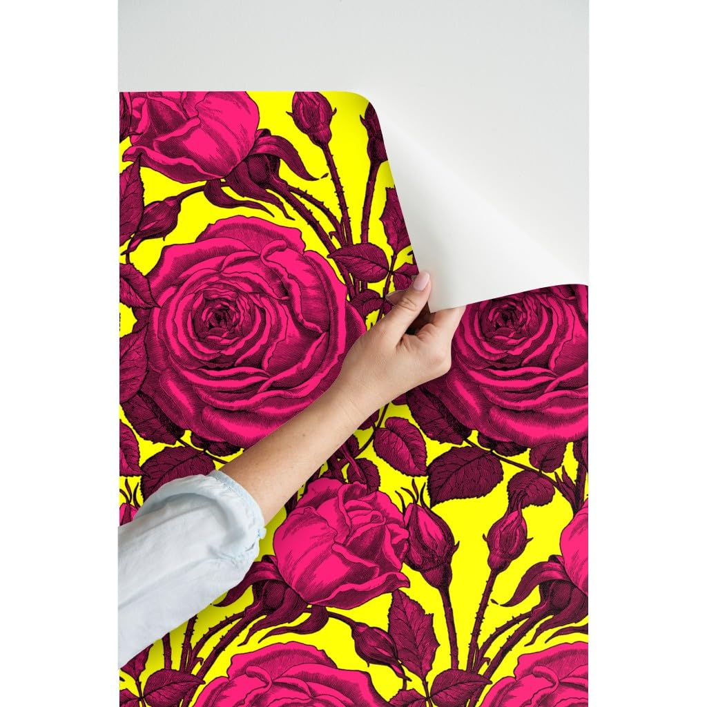 Peel & Stick Wallpaper – Retro Flower Power Design, 9ft X 2ft, Removable & Repositionable