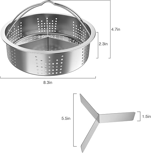 Miniatura 2 de Generic Cesta de vapor de acero inoxidable con divisor, inserto multiusos para vaporizador de alimentos y accesorios de olla a presión para