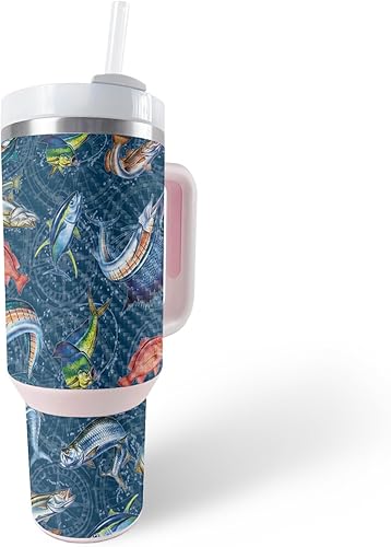 MightySkins - Piel de fibra de carbono compatible con vaso Stanley The Quencher H2.0 FlowState de 40 onzas, brújula de agua salada, acabado de fibra