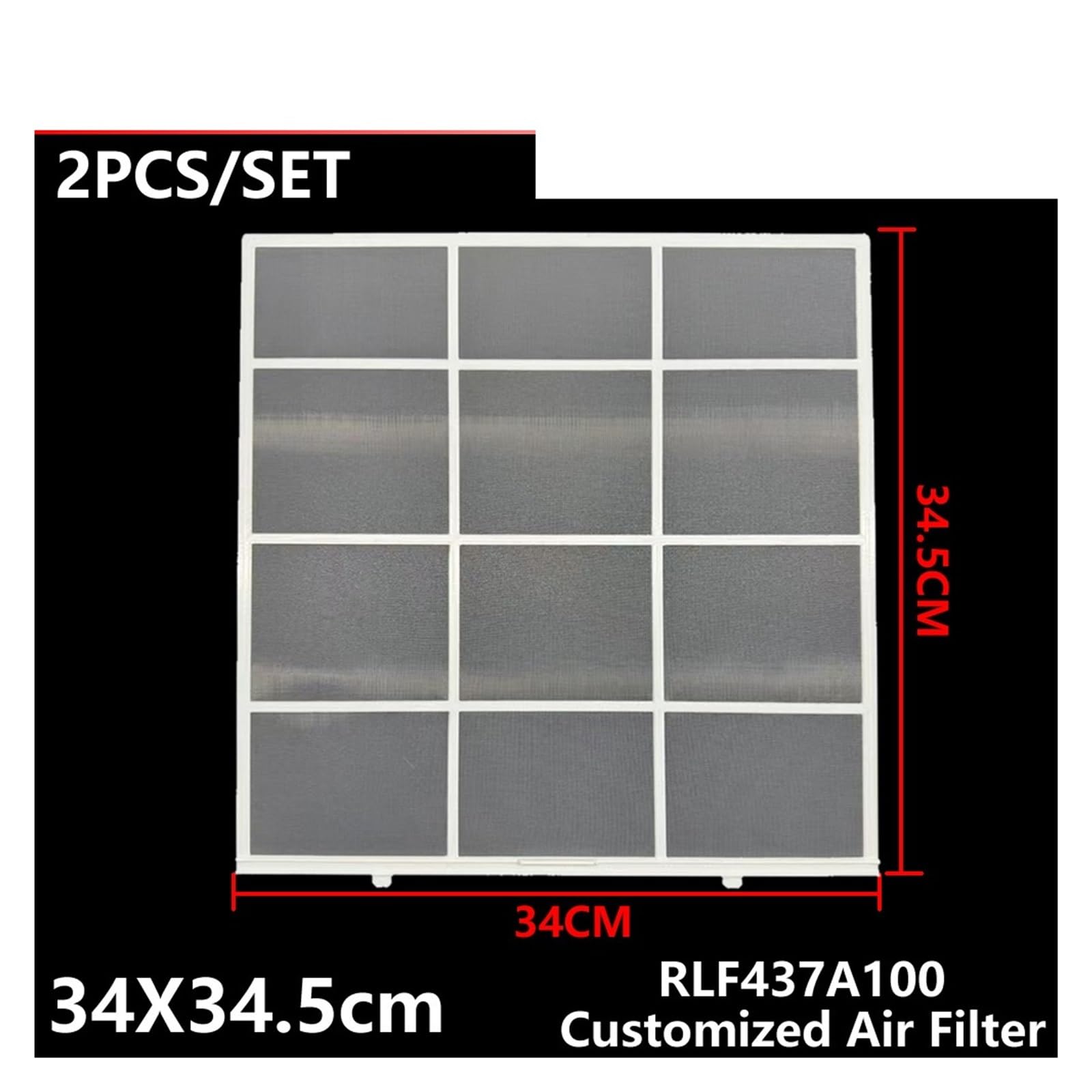 2 TEILE/SATZ, Kompatibel For Mitsubishi, 34X34,5 Cm RLF437A100 Klimaanlage Filter Staub Bildschirm SRK25ZS-W