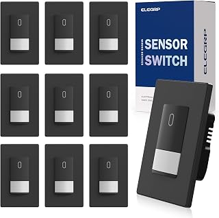 ELEGRP Occupancy Motion Sensor Light Switch, PIR Infrared Motion Activated Wall Switch, No Neutral Wire, Single Pole for CFL/LED/Incandescent Bulb, with Wall Plate, UL Listed (10 Pack, Matte Black)
