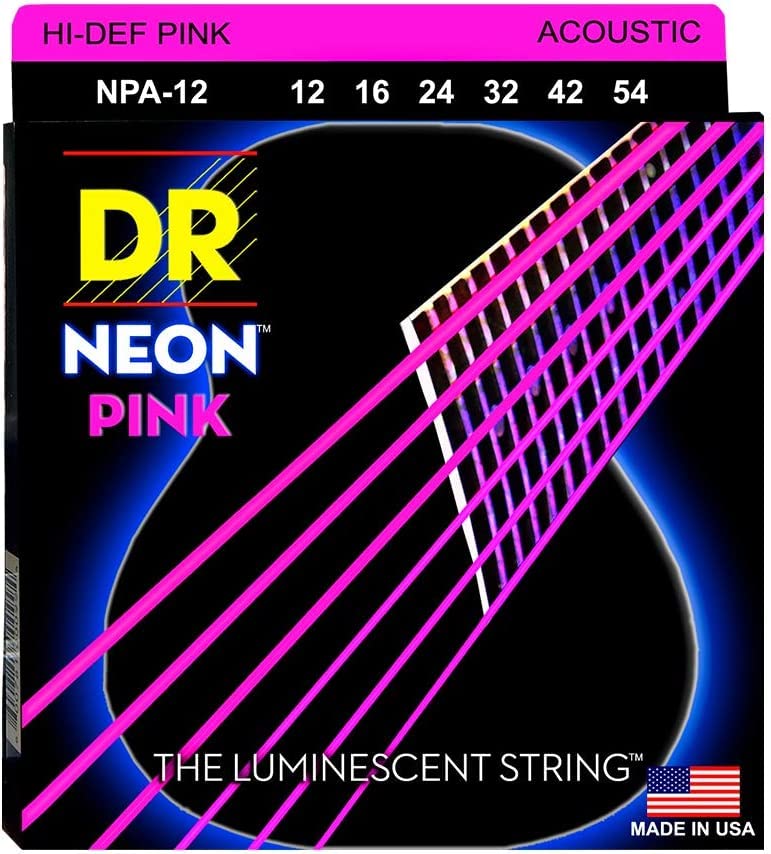 HI-dEF rose fluo/acoustic guitar 012–054 leuchtstoffsaiten (rose) - Les Beatles, Paul McCartney, John Lennon, RIngo Starr, George Harrison HI-dEF rose fluo/acoustic guitar 012–054 leuchtstoffsaiten (rose)