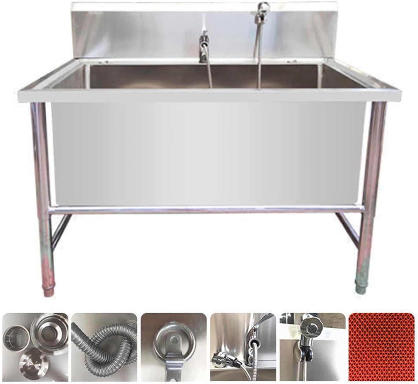 Professional Stainless Steel Dog Bathing Station, Thickened Pet Grooming Tub for Large Medium Small Dogs, Heavy Duty Dog Washing Sink for Home & Shop(35cm/13.7in,100cm/39.4in)