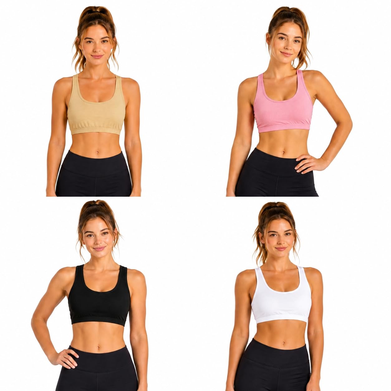 Teenage Girls/Women Cotton Blend Sports Bra | Non Padded Crop Top Bra | Comfortable Sleeveless Gym, Yoga & Workout Bra | Pack of 4 Multicolor | 13 Free Size-image-8