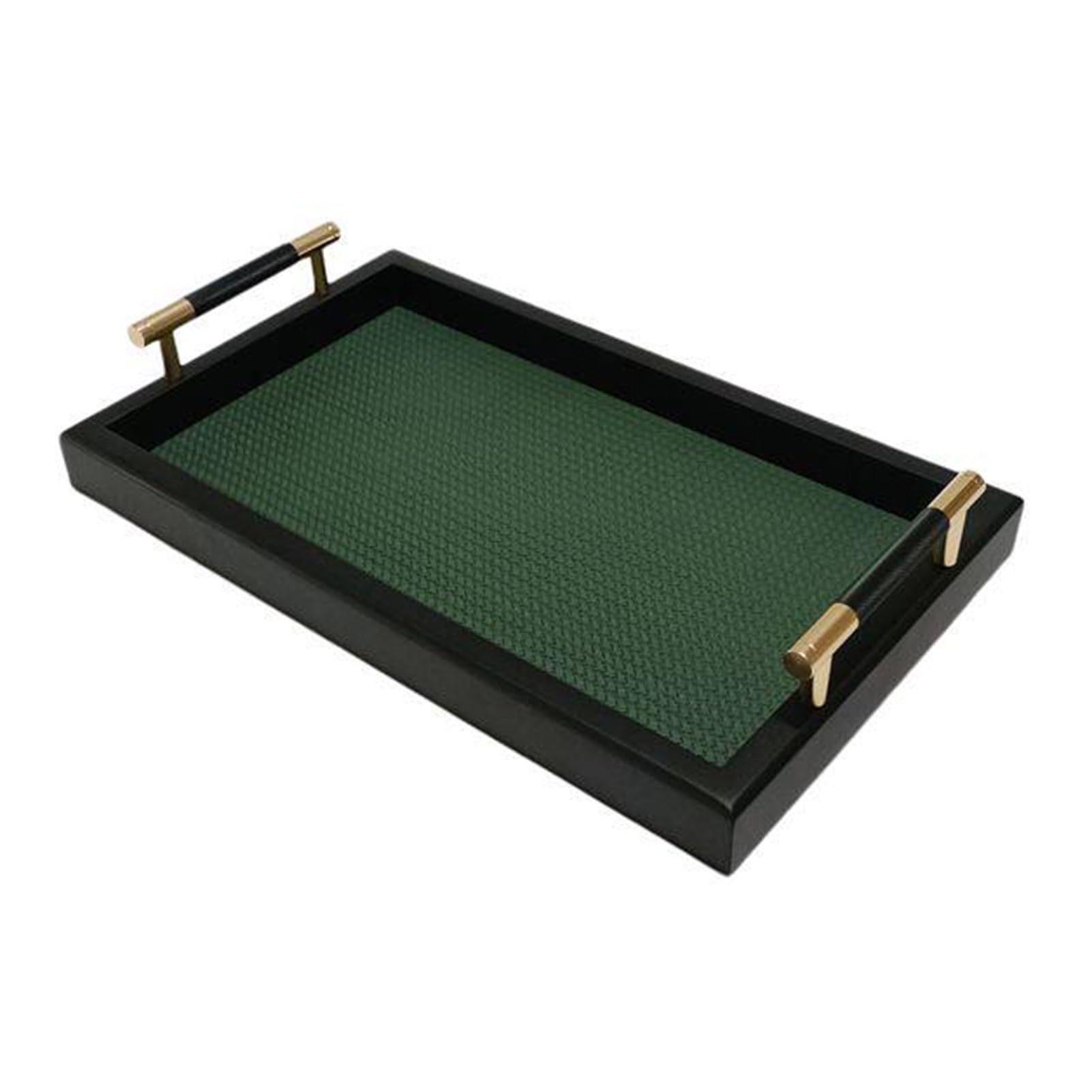 Xcsdew Color3 Bamboo And Wood Tray,Rectangular Decorative,Leather Finish,Metal Handles,Suitable For Tea Room Use(Color3)