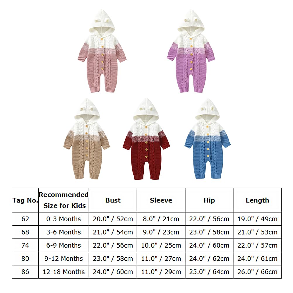 Odizli Vêtements pour nouveau-né fille garçon à manches longues tricoté à capuche grenouillère automne hiver vêtements pour bébé