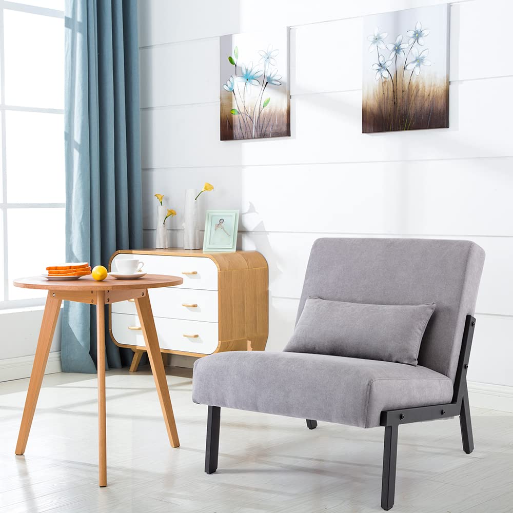 Mingone Sessel Lounge Modern Einzelsessel mit Rückenlehne Loungesessel Design Cocktailsessel Relax Sessel mit Kissen Bequemer Polstersessel für Wohnzimmer Schlafzimmer Balkon (1, Grau)