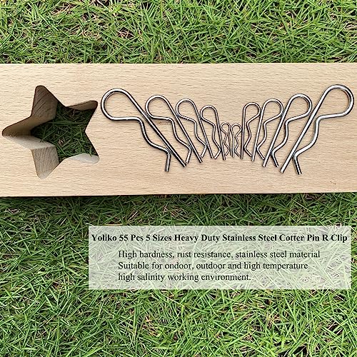 Image of 55Pcs Stainless Steel Hitch Pins & Clips Kit - Retainer Pins, Spring Clips, Tractor & Trailer Pin Replacements