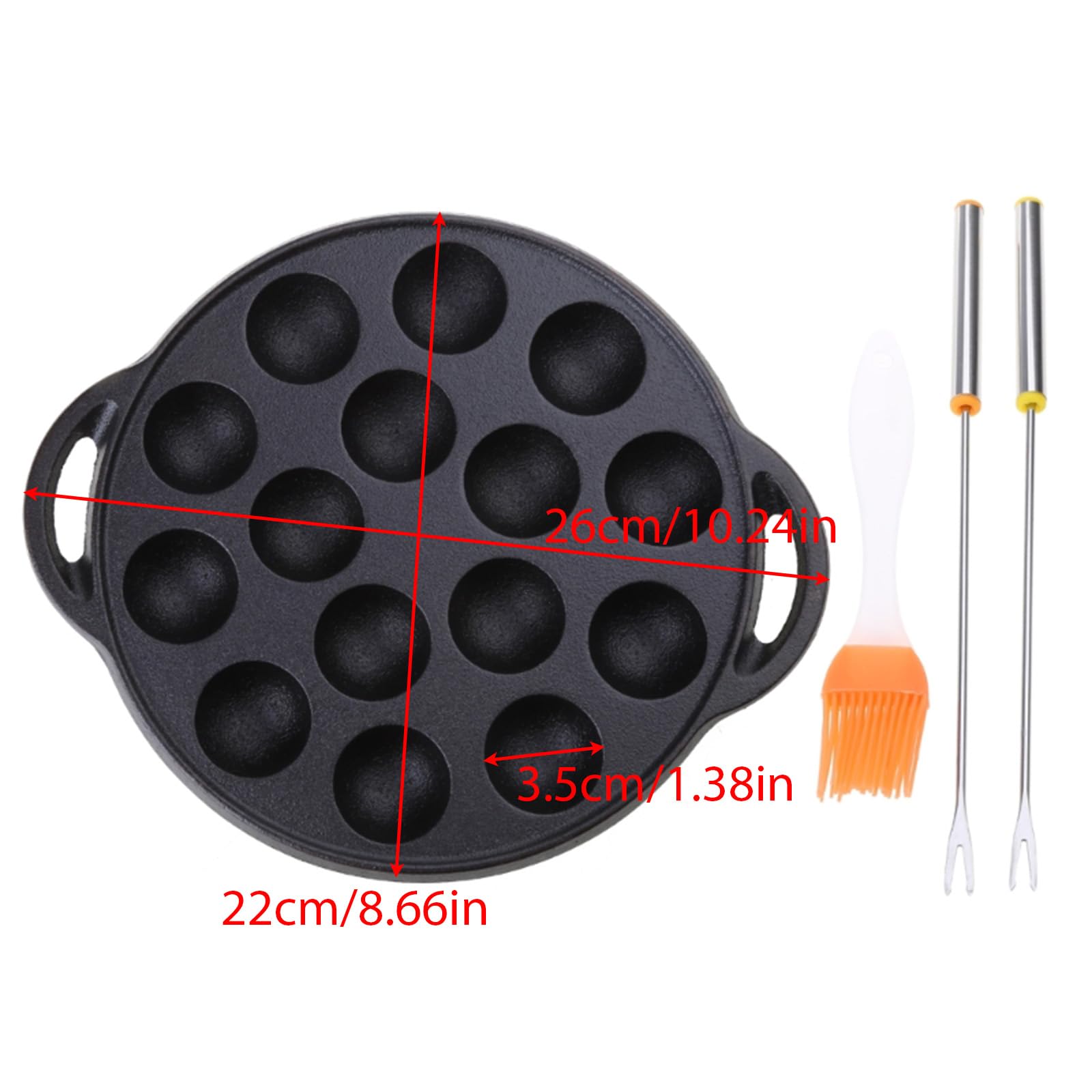 Polpi Takoyaki Pan Ghisa 15 fori Stampo Maker