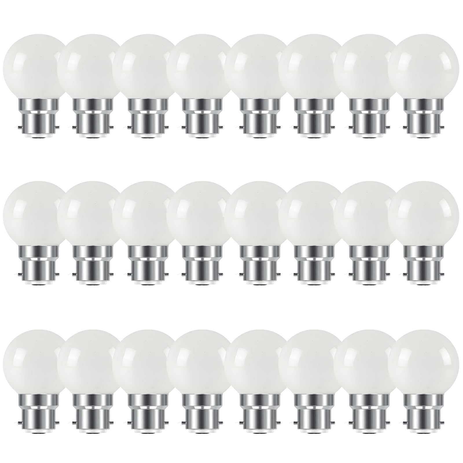 HUAMu 24 Pack Warm White B22 Bayonet LED Small Golf Ball Bulbs, Energy Saving Light Bulbs, for Outdoor Garden Patio, Halloween, Christmas, Tree, Fairy Party Night Lights