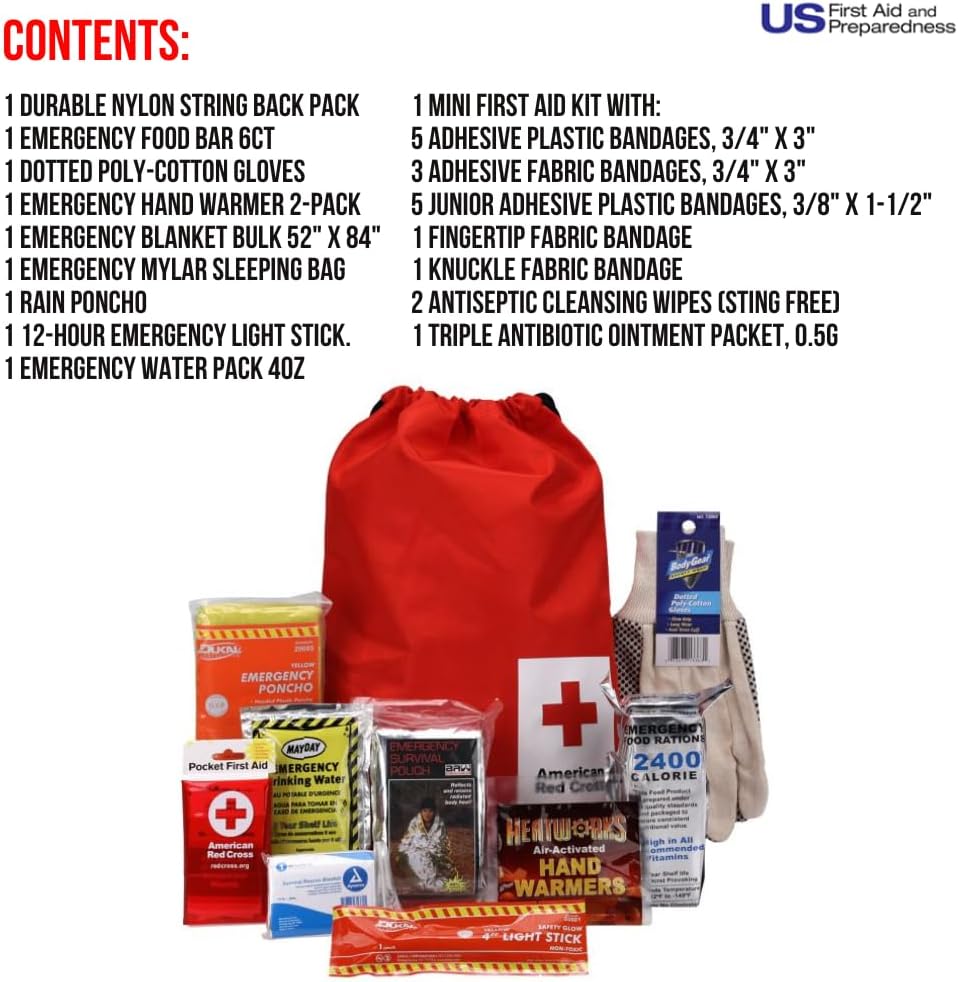 American Red Cross Officially Licensed Product, Car First Aid Survival Kit for Winter, 27 Piece Emergency Medical Supplies to Clean and Treat Minor Injuries, Keep Warm, and Signal for Help