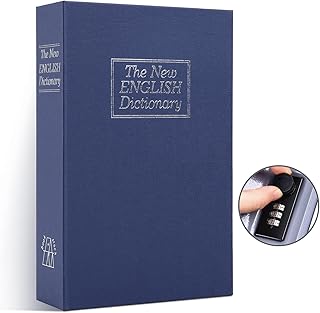 Buchtresor mit Kombinationsschloss, Ohuhu Buchsafe mit Zahlenschloss, Tresor für Zuhause, Book Safe Buch Tresor im Bücherregal für Schlüssel, Geld und Schmuck, Geschenk für Familie Freunde (Blau)
