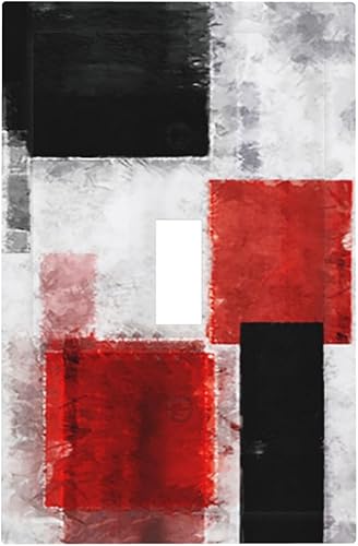 Miniatura 2 de Negro Rojo Gris Gris Arte Abstracto Pintura Geométrica Moderno Celosía Galería 1-Gang Dispositivo de palanca simple Interruptor de luz eléctrica