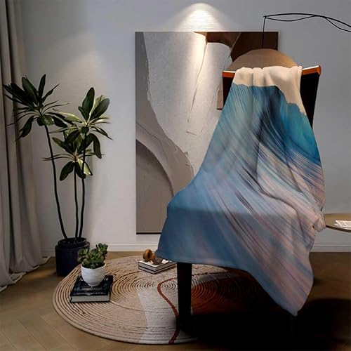 Miniatura 3 de Manta de forro polar con diseño de paisaje de olas marinas para sofá, suave, afelpada, esponjosa, 55 x 70 pulgadas