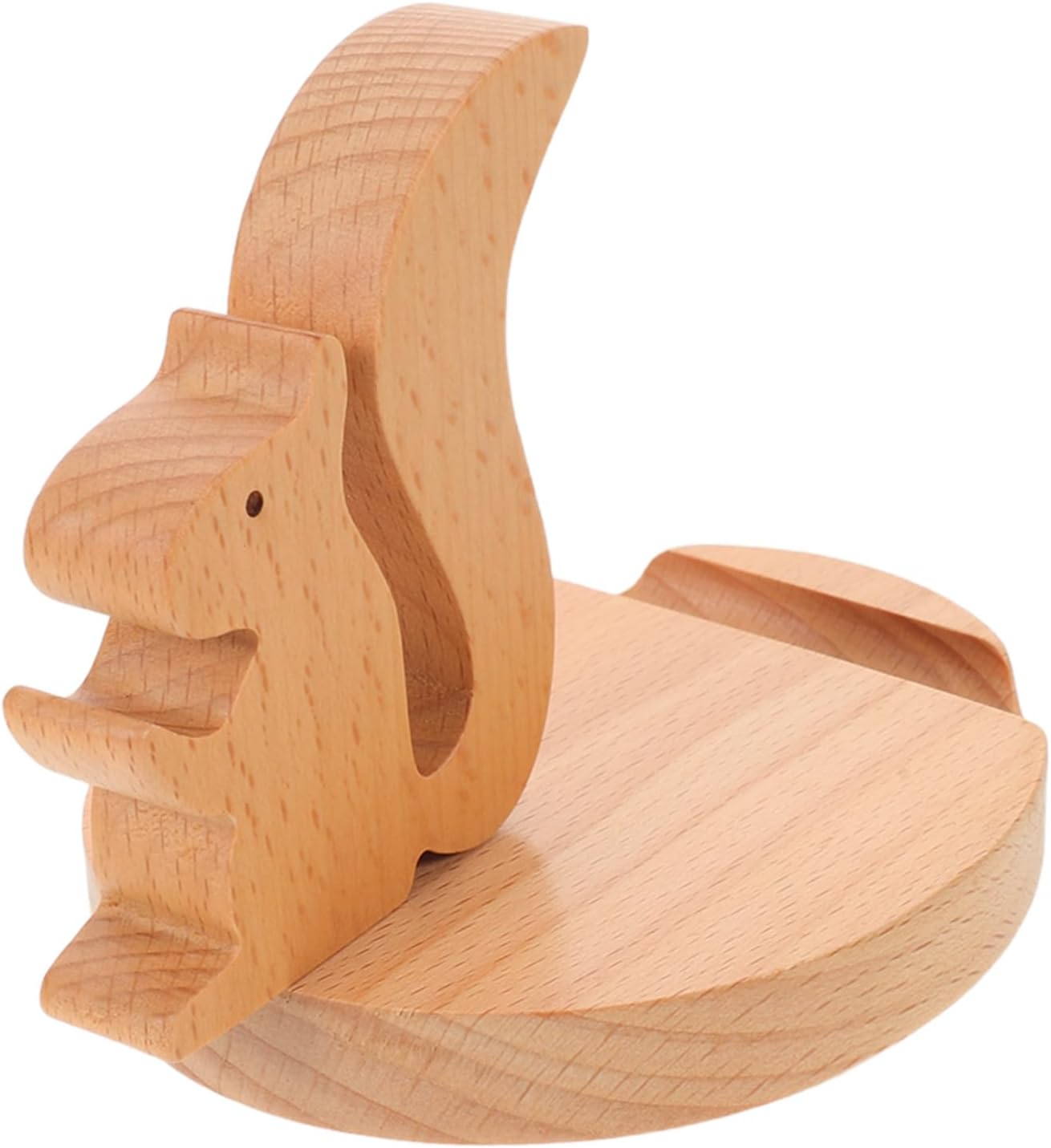 Toddmomy Solid Wood Animal Phone Stand Squirrel Desktop Mobile Phone Holder for Office Home Use