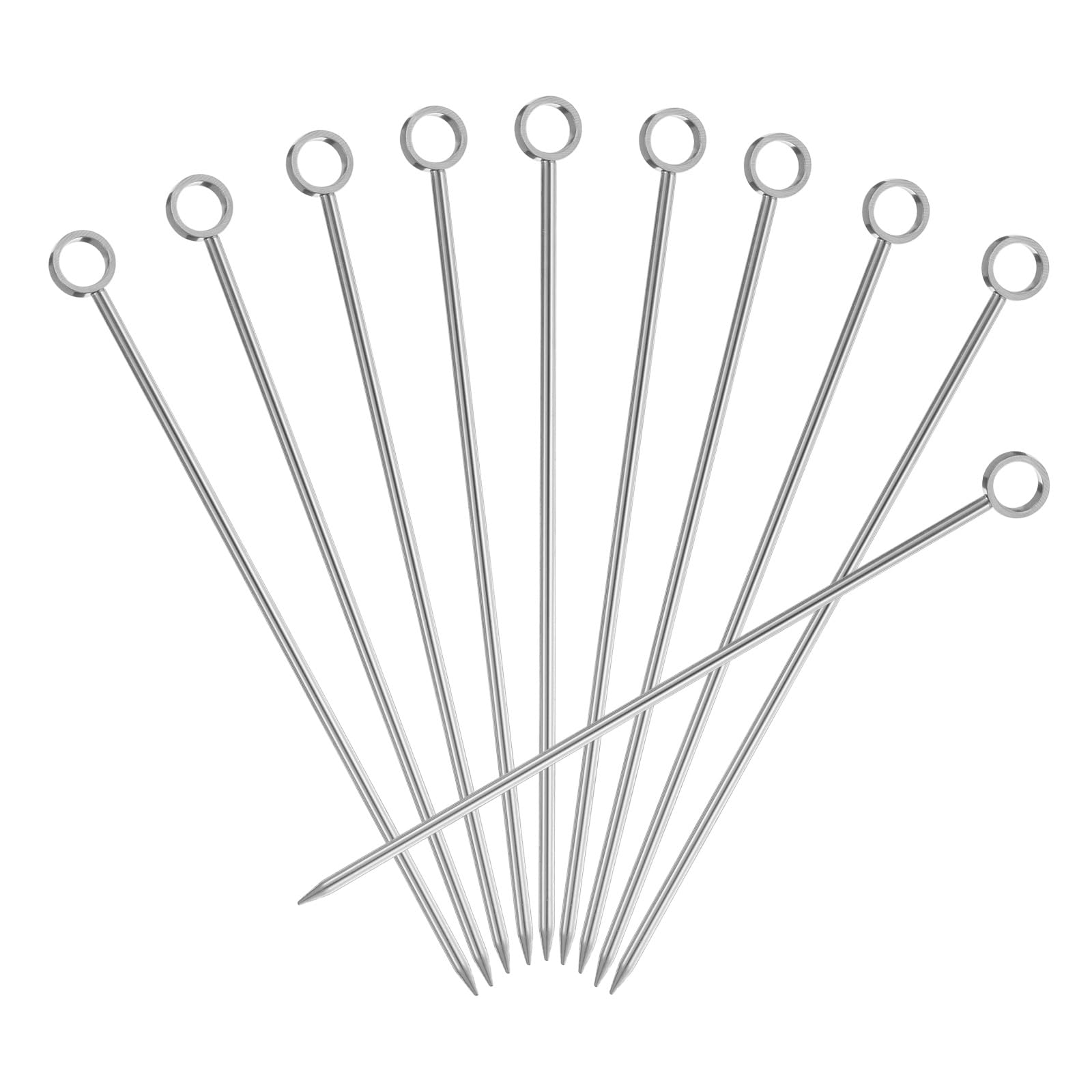 Lot De 20 Cure-dents Cocktail En Acier Inoxydable 10,7 Cm - Réutilisables - Pour Boissons, Apéritifs, Décorations - Cylindre Argenté - 9