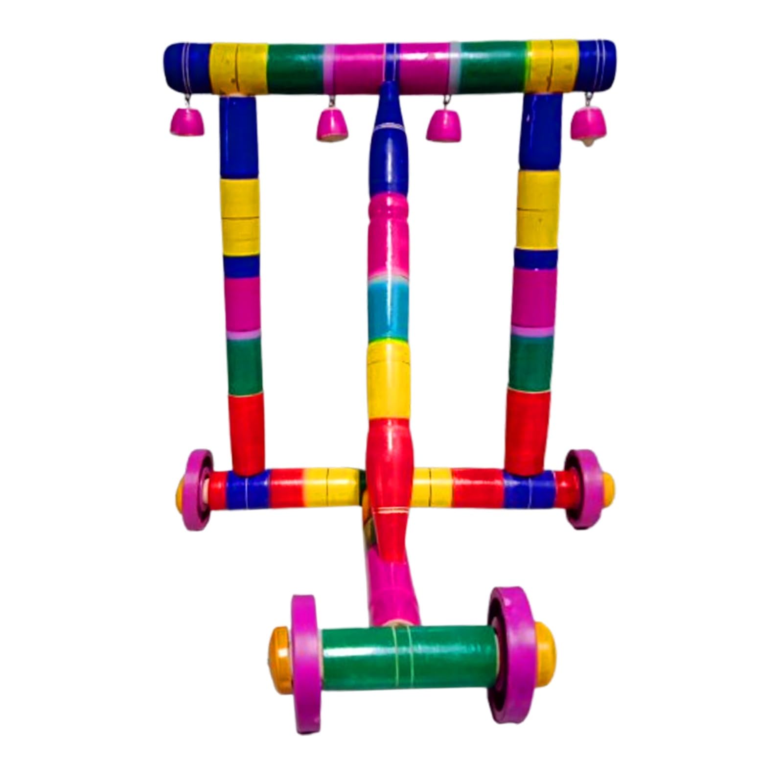 Iagri Red Color Wooden Walker (4 Bells) - Traditional Wooden Walker for Babies- First Step Activity Walker for Kids Perfect Age for 6 Months & Above
