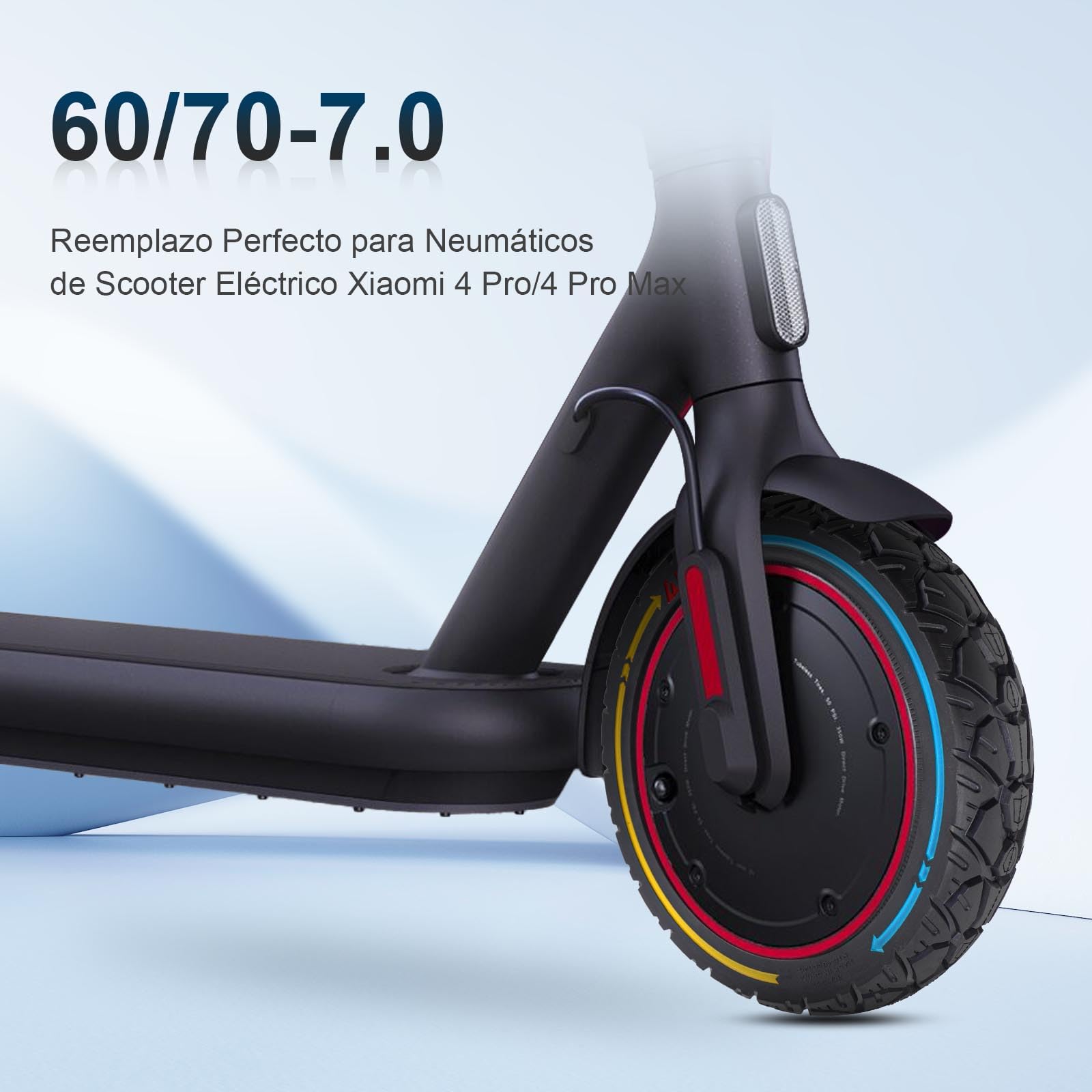 60/70-7 - Neumáticos sólidos de goma de 10 pulgadas, neumáticos de repuesto para Xiaomi 4/4 Pro(gen1)/4 Pro Max/4 Lite (gen2) Scooter eléctrico neumático completo antideslizante a prueba de