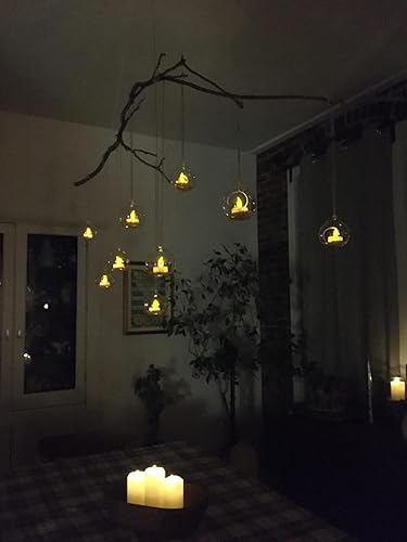 Miniatura 7 de Portavelas colgantes de 3.15 pulgadas, globos de vidrio, terrario, boda, candelabro, (18 piezasjuego) (18 piezas)