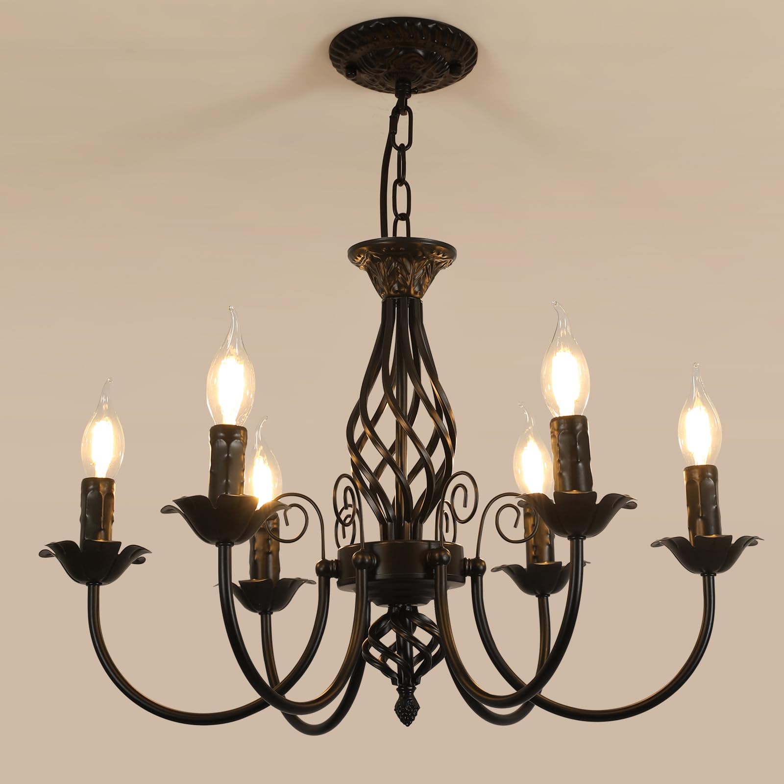 Comely Deckenleuchte Schwarz, Industrielle Kronleuchter, 6 Lichter E14 Industrielle Pendelleuchten, Pendellampe Vintage für Wohnzimmer, Schlafzimmer, Diele Küche, Esszimmer | Pendelleuchten Vintage für Wohnzimmer, Schlafzimmer, Küche, Esszimmer