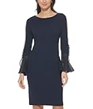 Women's Long Sleeve Workwear Scuba Crepe Sheath Dress