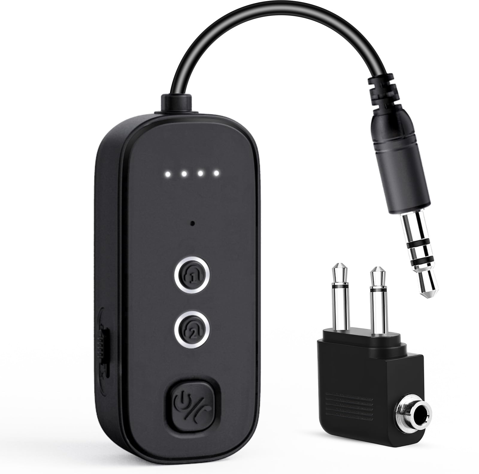 Bluetooth Transmitter Receiver with Airplane Adapter: Wireless Audio Transmitter for 2 AirPods/Headphones - 20+ Hr Battery Works USB Charging with 3.5mm Jack AUX for Flight,Gym,Car,TV,Tablet,Travel