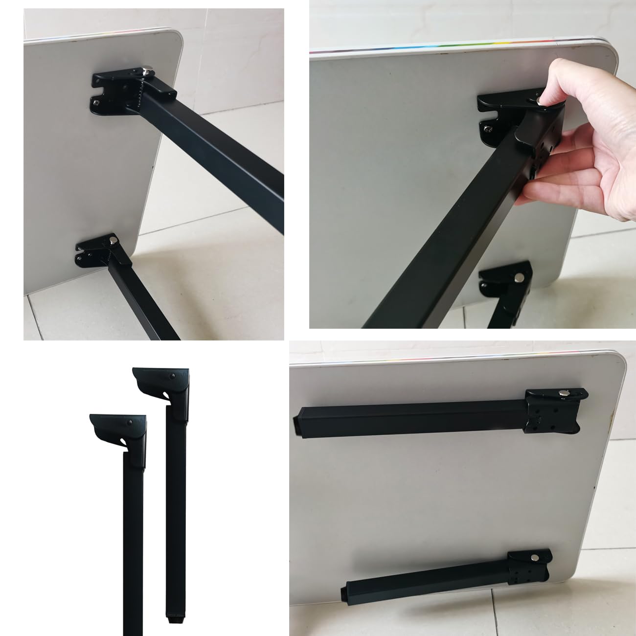 Jarshtime Folding Table Leg 4 PCS Foldable Desk Legs 40cm/ 16 inch Metal Furniture Legs with Height Adjustable for Small Wooden Table Camping Table Laptop Desk - Image 3