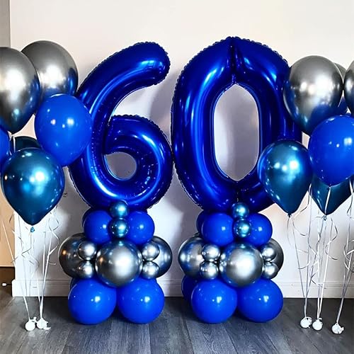 Miniatura 10 de Globos de color azul marino del número 25, globos de cumpleaños de 40 pulgadas, globos de cumpleaños de 25 o 52 globos grandes de aluminio de Mylar