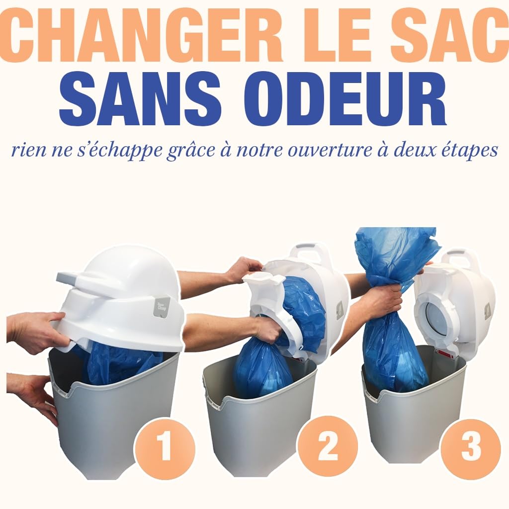 DIAPER CHAMP ONE Poubelle à couches Anti-odeurs Sans cassettes de recharge Beige/blanc