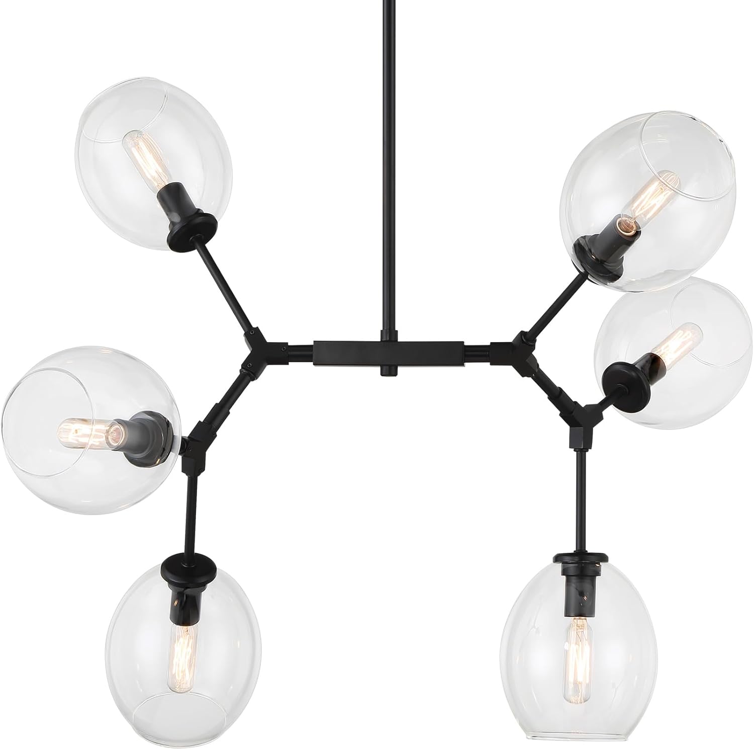 GEORGE KOVACS P1360-66A Nexpo Chandelier, 10-Light, 600 Total Watts, 15.13-in H x 50.38-in W, Matte Black
